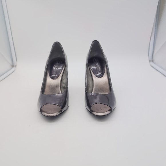 Banana Republic sz 6.5 Maroon Leather Open Toe Pumps Heels - Picture 3 of 11